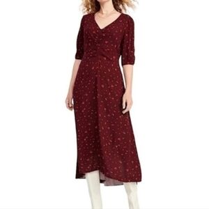 Elegant Burgundy Midi Dress